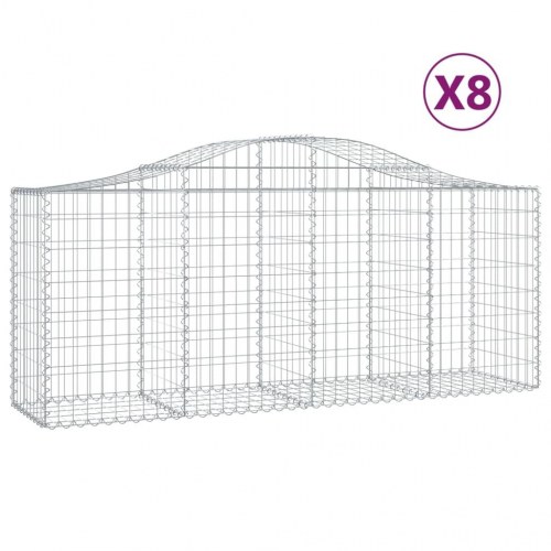 Buede gabionkurve - 8 stk. 200×50×80/100 cm i galvaniseret jern