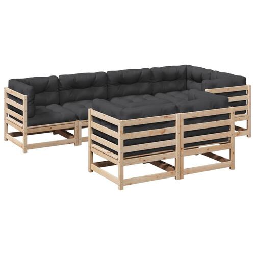 Sofasæt til haven 7 dele med hynder massivt fyrretræ