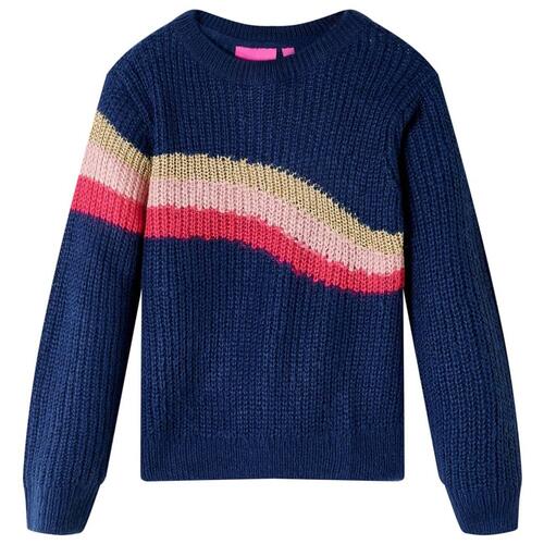Sweater til børn str. 104 strikket marineblå