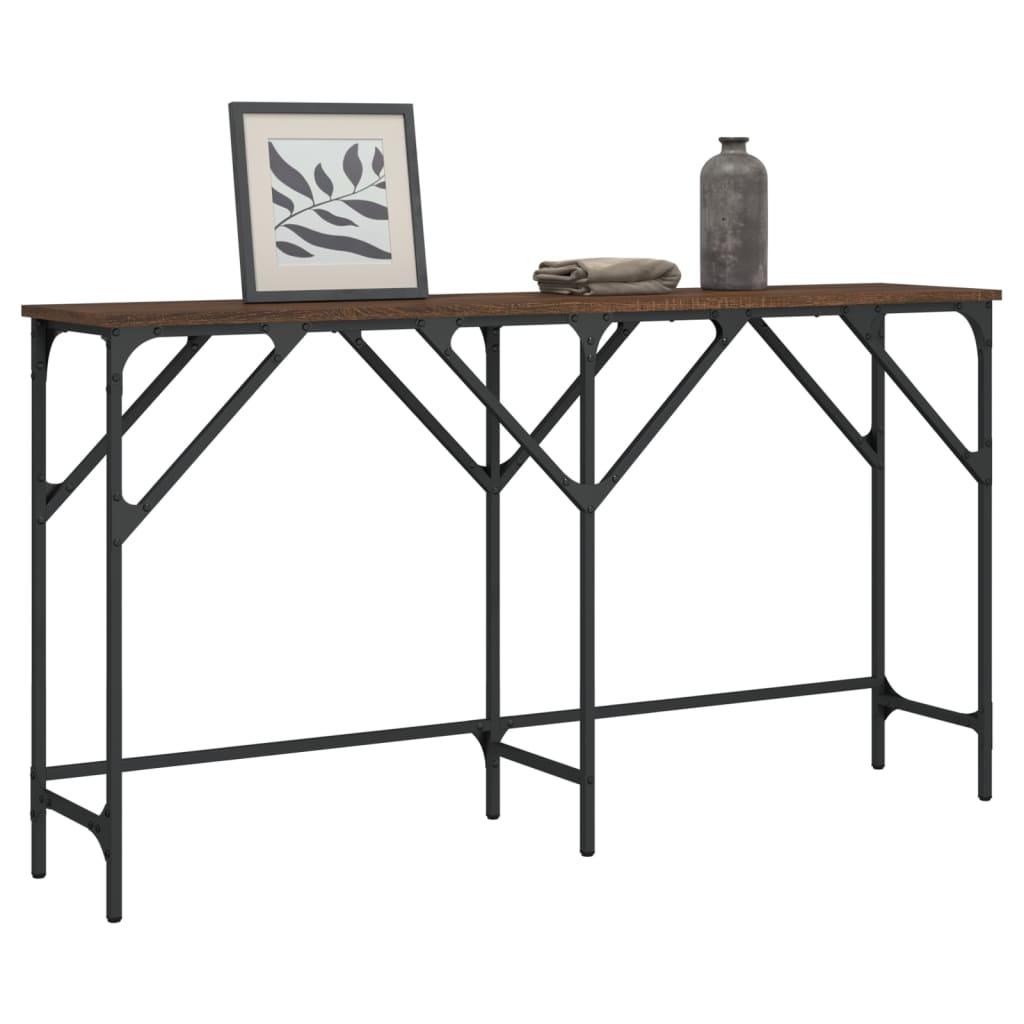 Konsolbord 140x29x75 cm konstrueret træ brun egetræ