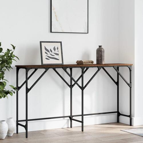Konsolbord 140x29x75 cm konstrueret træ brun egetræ
