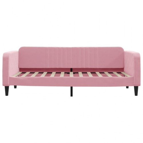 Daybed 90x200 cm - velour, lyserød sovesofa
