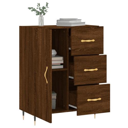 Skænk 69,5x34x90 cm konstrueret træ brun egetræsfarve