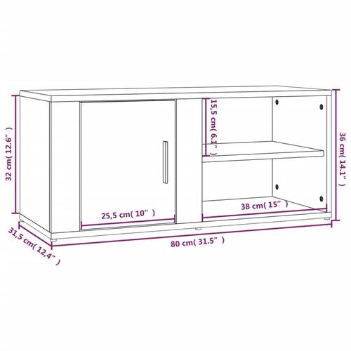 Tv-bord 80x31,5x36 cm konstrueret træ betongrå