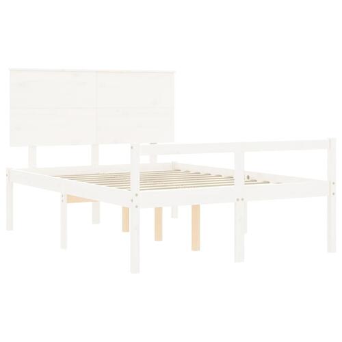 Seniorseng med sengegavl 140x200 cm massivt træ hvid