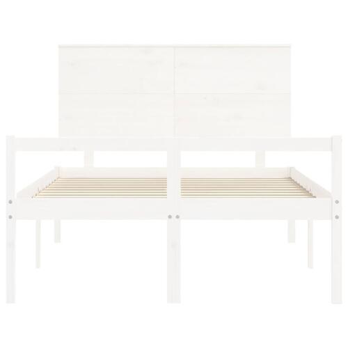 Seniorseng med sengegavl 140x200 cm massivt træ hvid