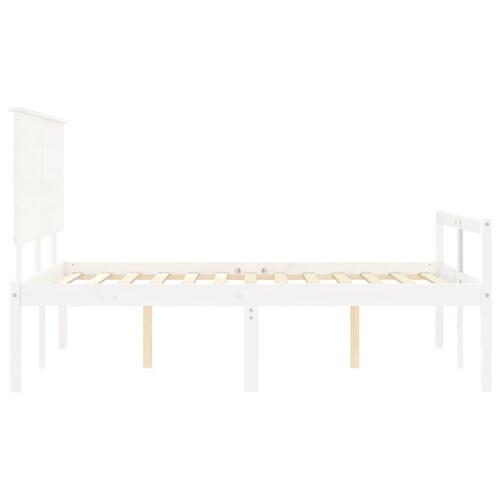 Seniorseng med sengegavl 140x200 cm massivt træ hvid