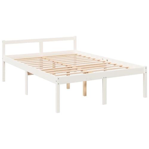 Seniorseng med sengegavl 140x200 cm massivt træ hvid