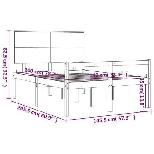 Seniorseng med sengegavl 140x200 cm massivt træ hvid