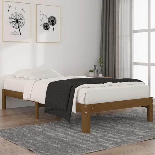 Sengeramme 100x200 cm massivt fyrretræ gyldenbrun