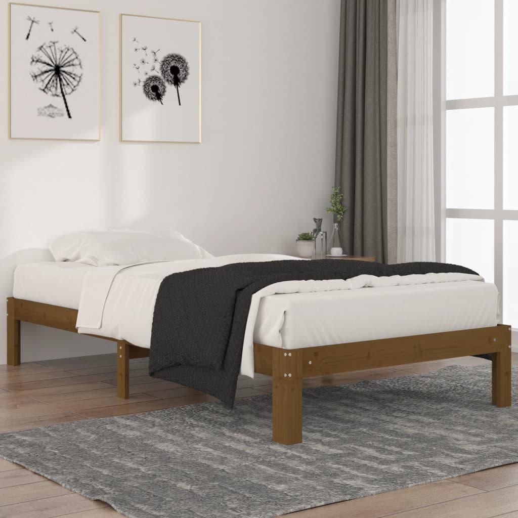 Sengeramme 100x200 cm massivt fyrretræ gyldenbrun