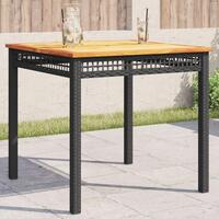 Havebord 80x80x75 cm polyrattan og akacietræ sort