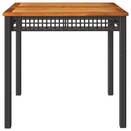 Havebord 80x80x75 cm polyrattan og akacietræ sort