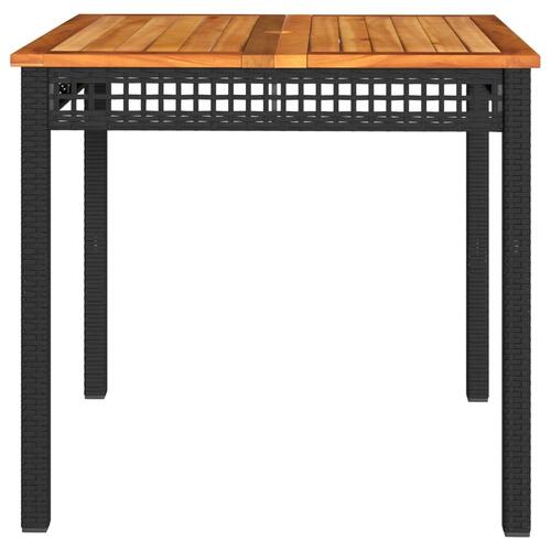 Havebord 80x80x75 cm polyrattan og akacietræ sort