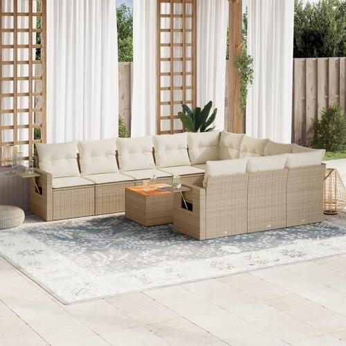 Sofasæt til haven 11 dele med hynder polyrattan beige
