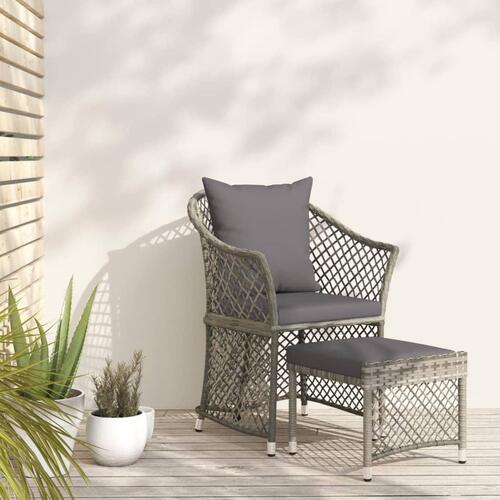 Loungesæt til haven 2 dele med hynder polyrattan grå