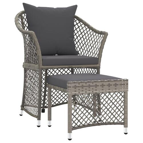 Loungesæt til haven 2 dele med hynder polyrattan grå