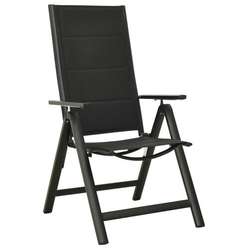Foldbare havestole 2 stk. textilene og aluminium sort