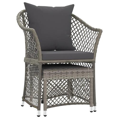 Loungesæt til haven 2 dele med hynder polyrattan grå
