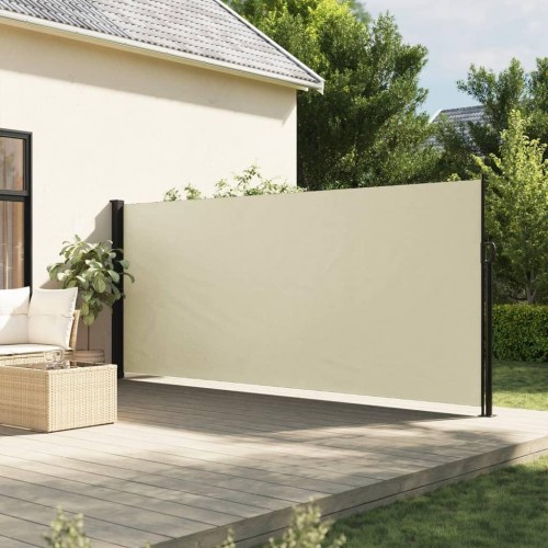 Sidemarkise 160 × 600 cm - sammenrullelig, cremefarvet