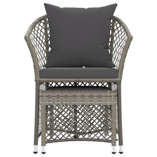 Loungesæt til haven 2 dele med hynder polyrattan grå