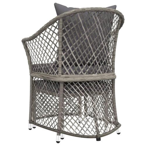 Loungesæt til haven 2 dele med hynder polyrattan grå