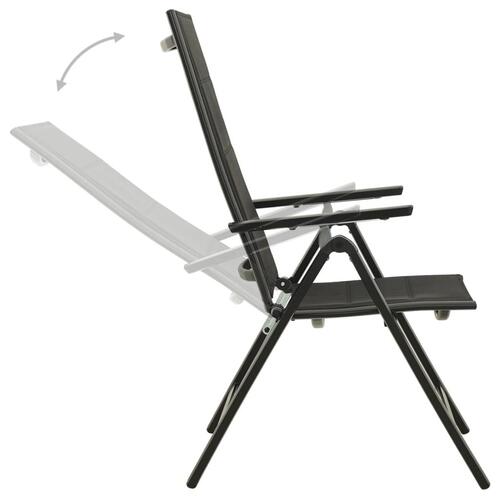 Foldbare havestole 2 stk. textilene og aluminium sort
