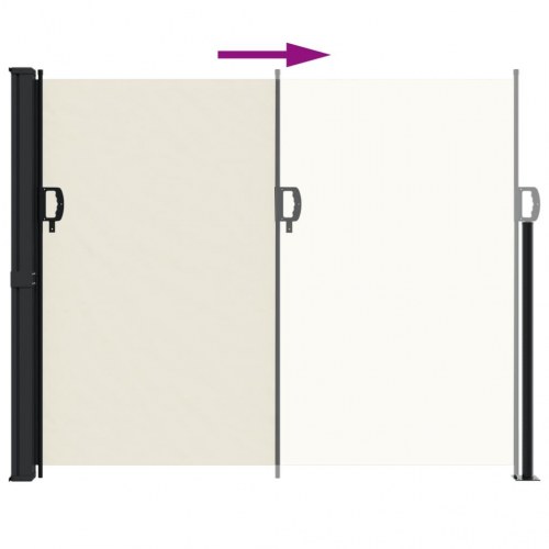 Sidemarkise 160 × 600 cm - sammenrullelig, cremefarvet