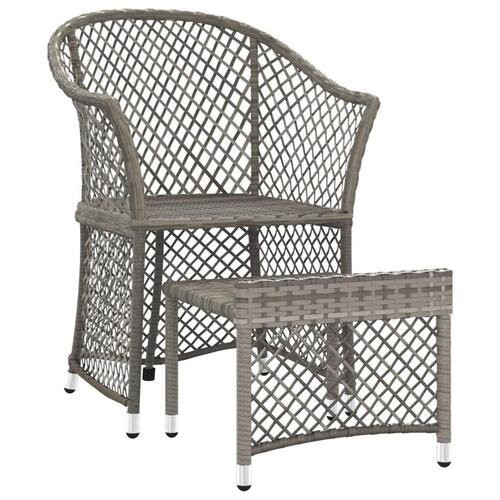Loungesæt til haven 2 dele med hynder polyrattan grå