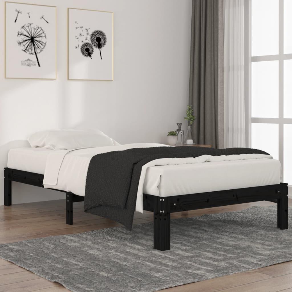 Sengeramme 100x200 cm massivt fyrretræ sort