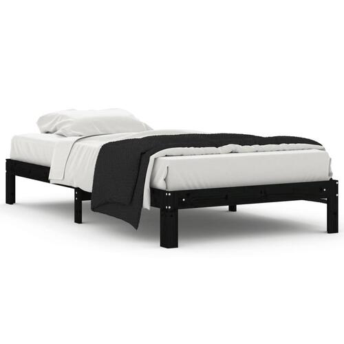 Sengeramme 100x200 cm massivt fyrretræ sort