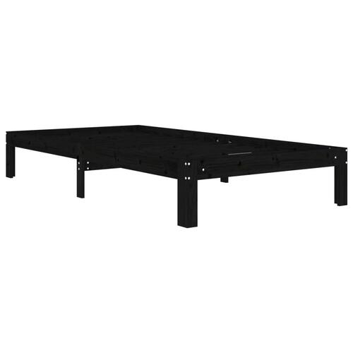 Sengeramme 100x200 cm massivt fyrretræ sort