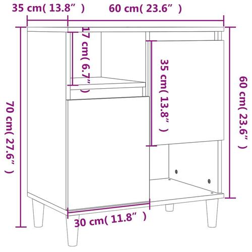 Skænk 60x35x70 cm konstrueret træ hvid højglans