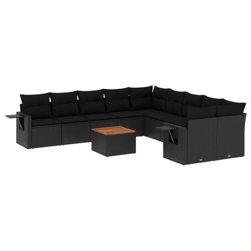 Sofasæt til haven 11 dele med hynder polyrattan sort