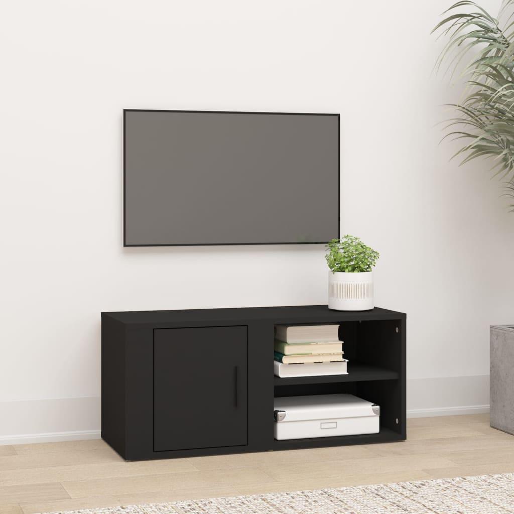 Tv-bord 80x31,5x36 cm konstrueret træ sort
