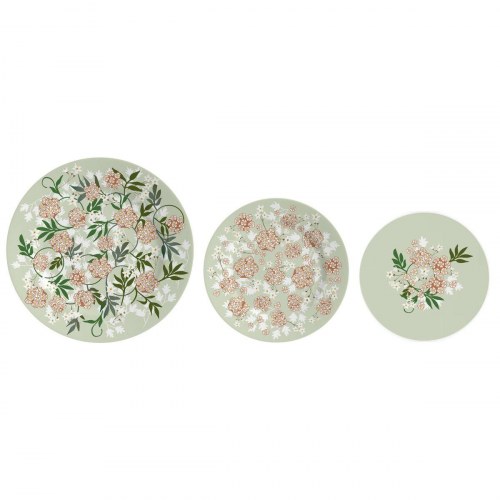 Flade middagstallerkener i porcelæn, traditionel - 18 dele, 27 × 27 × 3 cm