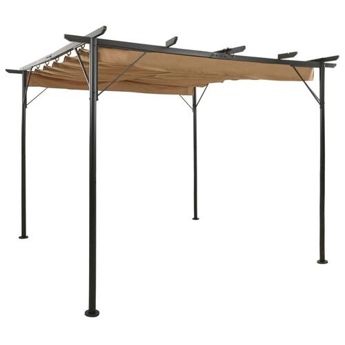 Pergola med tilbagetrækkeligt tag 3x3 m 180 g/m² stål gråbrun