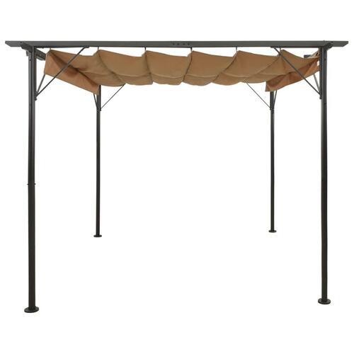 Pergola med tilbagetrækkeligt tag 3x3 m 180 g/m² stål gråbrun
