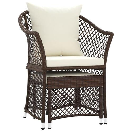 Loungesæt til haven 2 dele med hynder polyrattan brun