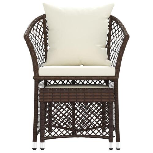 Loungesæt til haven 2 dele med hynder polyrattan brun