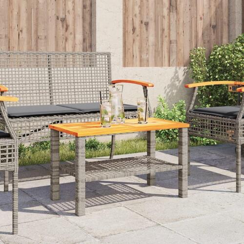 Havebord 70x38x42 cm polyrattan og akacietræ grå