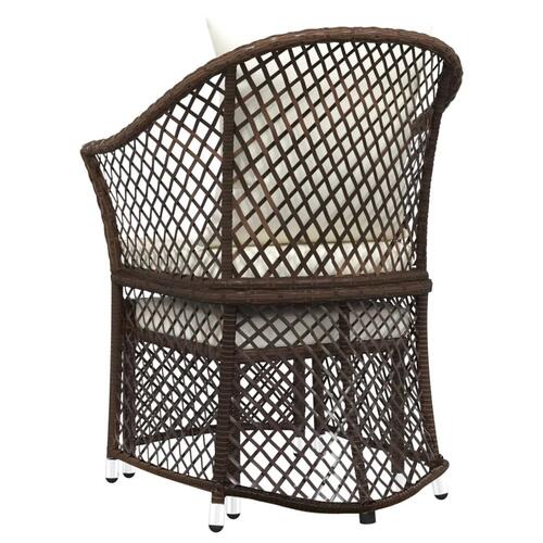 Loungesæt til haven 2 dele med hynder polyrattan brun
