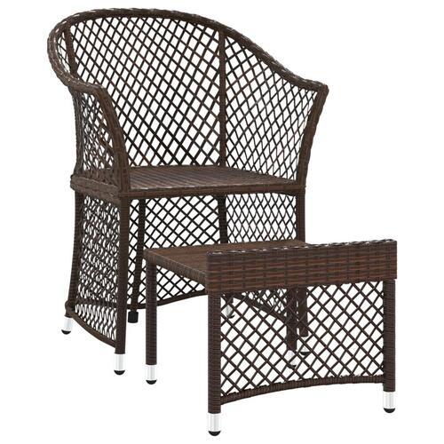Loungesæt til haven 2 dele med hynder polyrattan brun