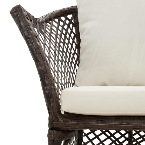 Loungesæt til haven 2 dele med hynder polyrattan brun