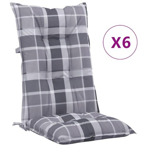 Stolehynder m. høj ryg 6 stk. 120x50x7 cm stof gråternet