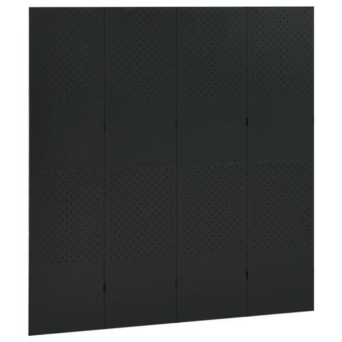 4-panels rumdelere 2 stk. 160x180 cm stål sort