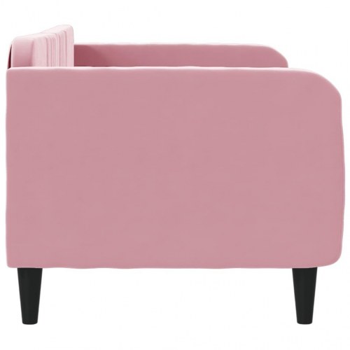 Daybed 80x200 cm i velour - lyserød sovesofa/gæsteseng