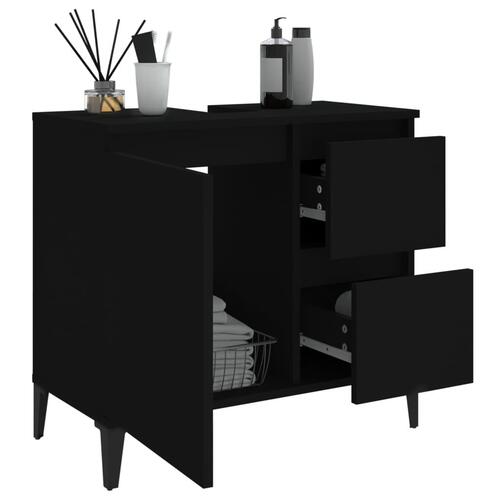 Badeværelsesskab 65x33x60 cm konstrueret træ sort
