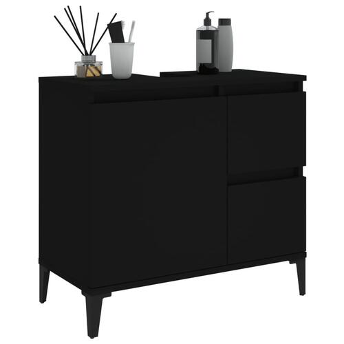 Badeværelsesskab 65x33x60 cm konstrueret træ sort
