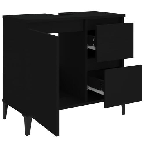 Badeværelsesskab 65x33x60 cm konstrueret træ sort
